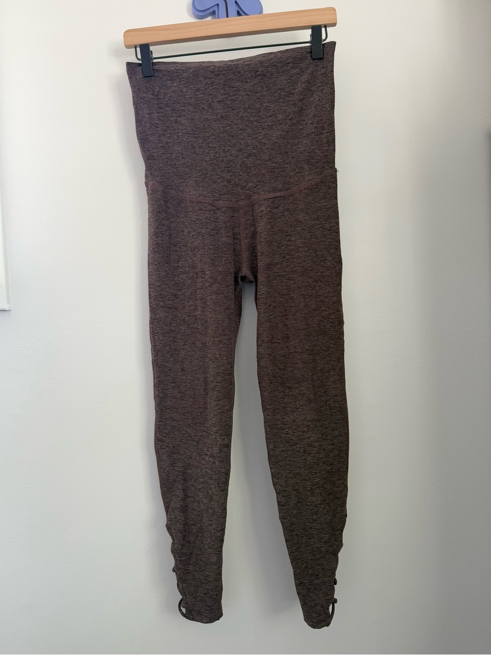 Beyond The Bump Large Spacedye Leggings Criss Cross Hem Heather Plum